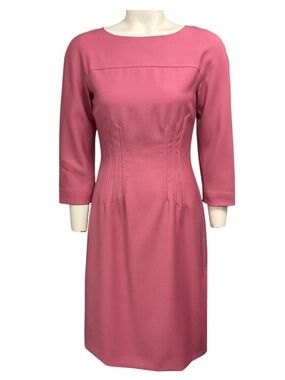 Moschino Cheap and Chic Rose Pink Three Quarter Sleeved Wool Midi Dress